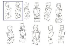 the steps in how to draw a cartoon character from different angles and shapes, including boxes