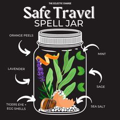 Spell Jars: Creativity, Safe Travels, and Psychic | Eclectic Charge Safe Travels Spell Jar, Safe Travels Spell, Wicca Recipes, Travel Jar, Jar Spells, Easy Spells, Spell Jars, Magia Das Ervas