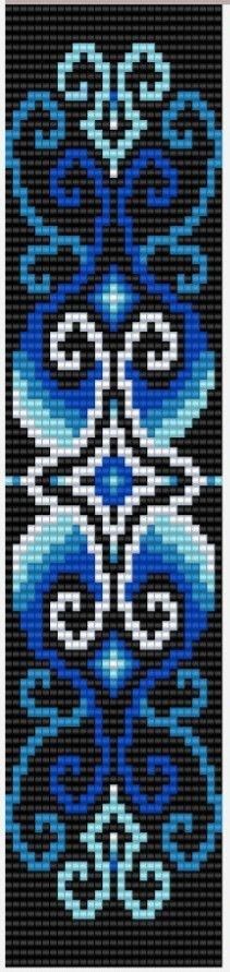 a cross stitch pattern in blue and black