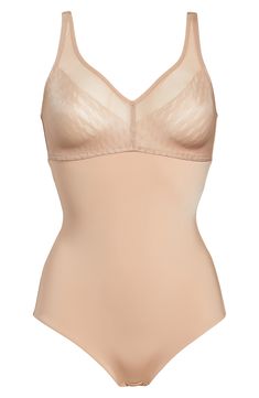 Transform your figure in this light bodysuit designed with a built-in bra that supports the bust and an internal panel that smoothes the waist, tummy and hips. Cotton-lined gusset with snap closure 65% nylon, 35% spandex Hand wash, line dry Imported Feminine Fitted Camisole With Built-in Bra, Elegant Sleeveless Bodysuit With Built-in Bra, Elegant Second-skin Smoothing Shapewear, Elegant Full Coverage Stretch Bodysuit, Fitted Camisole Leotard With Built-in Bra, Second-skin Camisole Bodysuit With Built-in Bra, Elegant Full Coverage Bodysuit For Summer, Elegant Full Coverage Summer Bodysuit, Sleeveless Beige Bodysuit With Built-in Bra