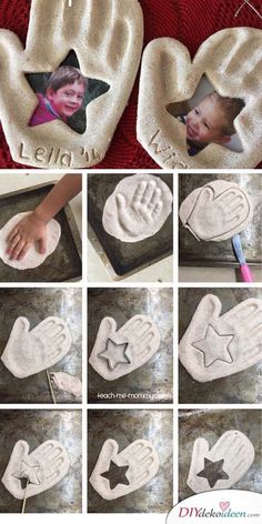 the steps to make hand and foot prints are shown in different stages of making them