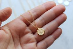 Everyday Zodiac Sign Round Jewelry, Gold Round Charm Necklace For Best Friend, Gold Round Charm Necklaces For Best Friend Gift, Dainty Coin Charm Necklaces As Gift, Dainty Coin Charm Necklaces For Gifts, Dainty Coin Charm Necklace Gift, Spiritual Gold Jewelry For Best Friend Gift, Gift 14k Gold Filled Charm Necklace With Coin Pendant, Gold Zodiac Sign Charm Necklace As Gift