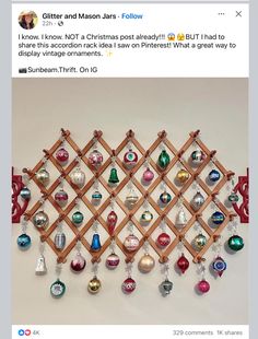 the tweet has been posted to someone about their christmas ornament collection