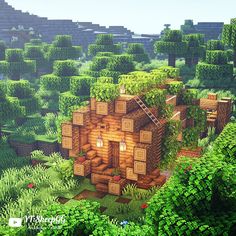 Minecraft Tree Stump House, Mc Tree House, Birch Forest House Minecraft, Tree Stump Minecraft, Minecraft Tree Stump, Fairy Garden Minecraft