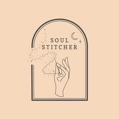 the logo for soul stitcher is shown in black and white on an orange background