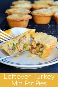 leftover turkey mini pot pies on a plate