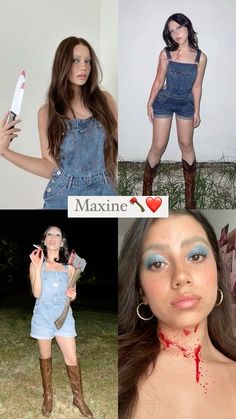 Uncanny Valley Halloween Costume, Maxxxine Movie Costume, Maxine And Wayne Costume, The Plastics Halloween Costume, Texas Chainsaw Mascara Costume, Horror Female Characters, Female Slasher Costume, The Strangers Costume, Scarah Screams Costume