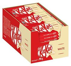 three packs of kitkat white chocolate bars