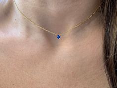 Sapphire Solitaire Necklace / Blue Sapphire Pendant / Bridal Sapphire Solitaire Necklace / Solitaire Prong Necklace / September gemstone / BRIDAL NECKLACE / Gift Idea / Layering Necklace / Delicate Diamond Necklace / GIFT FOR HER / BIRTHDAY GIFT / MINIMALIST NECKLACE / BRIDAL PARTY GIFT / WEDDING GIFT / LAYERING NECKLACE STUNNING HAND MADE SAPPHIRE PRONG SET NECKLACE YELLOW GOLD PLATED STERLING SILVER NON TARNISH RHODIUM PLATED. THE LENGTH OF THE CHAIN IS ADJUSTABLE.. CAN BE WORN FROM 15.3 TO 18 Sapphire Necklace Simple Melanie Casey Fine Jewelry, Luxury Single Strand Sapphire Necklace, Sapphire Jewelry With Adjustable Chain, Fine Jewelry With Blue Delicate Chain, Blue Fine Jewelry With Delicate Chain, Blue Delicate Chain Fine Jewelry, Dainty Sapphire Round Jewelry, Dainty Sapphire Pendant Jewelry, Dainty Blue Jewelry With Adjustable Chain