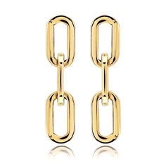 Jenna Link Earrings Statement Earrings Wedding, Vintage Stud Earrings, Long Gold Earrings, Link Earrings, Gold Link, Affordable Luxury, Ear Jewelry, Cz Stone, 14kt Gold