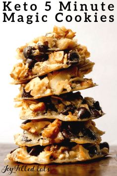 keto 5 minute magic cookies stacked on top of each other