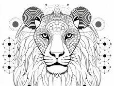 illustration of Rejuvenating lion coloring sheet Lion Coloring, Lion Coloring Pages, Majestic Creatures, King Of The Jungle, Relaxing Art