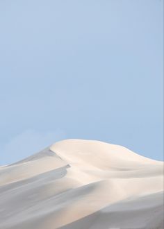 a lone bird standing on top of a white sand dune in the middle of nowhere