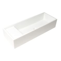 a white rectangular sink with no faucet on the top and bottom part in front