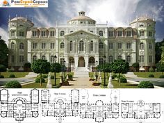 this is an architectural drawing of a large mansion