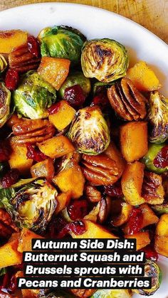 brussel sprouts and brussels sprouts with cranberry sauce in a white bowl