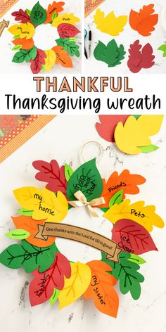 a thanksgiving wreath made out of paper leaves