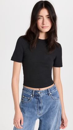 Fast Free Shipping & Free Returns on Tibi Cropped Baby Tee at Shopbop. Shop new arrivals from Tibi at Shopbop.com Baby Tee, Women Crop, Crop Tee, Healthcare Professionals, Infant Tees, Black Fabric, Pretty Dresses, Black Tee, Casual Chic