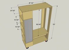 a drawing of a cabinet with measurements for the door and shelves on each side is shown