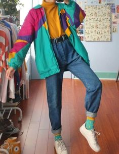 Looks Hip Hop, Hipster Outfits, Vintage Windbreaker, Thrift Shop