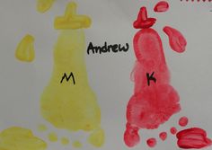 a child's handprint drawing with the letter k and an image of a fire extinguisher