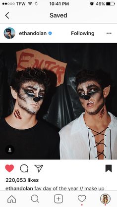 the twins makeup 2k17 done by SISTER JAMES❤️❤️ Easy Mens Halloween Costumes, Creepy Clown Makeup, Show Makeup, Rave Makeup, Halloween Makeup Scary