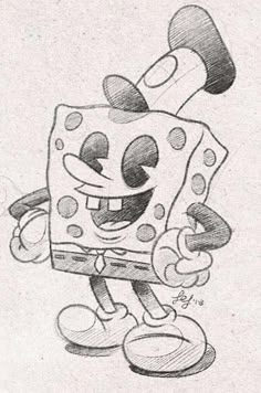 a pencil drawing of a cartoon character