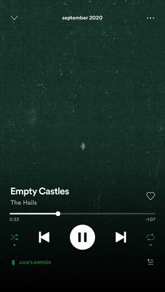 an iphone screen with the message empty castles in green and white, on it's side