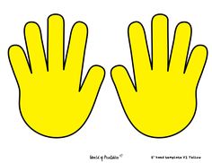 two yellow gloves are shown in the shape of hands