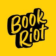 the words book riot written in black on a yellow background