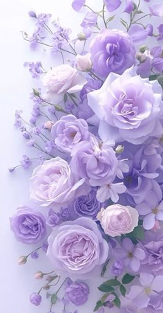 a bouquet of purple flowers on a white background