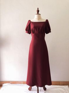 Snow White Dress Dark Maroon Burgundy Sleeve Party Dress Puff | Etsy Snow White Dress, Snow White Dresses, Dark Maroon, Victorian Vintage, Marie Antoinette, Special Occasion Dresses, Occasion Dresses, Square Neck, Mother Of The Bride