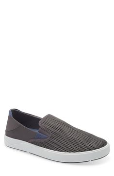 Breezy mesh construction means cool comfort in a laid-back slip-on with a Drop-In Heel for easy wear. Style Name:Olukai Laeahi Slip-On (Men). Style Number: 5975901. Gray Synthetic Slip-on Sneakers With Arch Support, Gray Slip-ons With Textured Sole, Gray Slip-on Sneakers With Ortholite Insole, Slip-on Walking Shoes With Ortholite Insole, Textile Slip-on Walking Shoes With Removable Insole, Gray Textured Sole Slip-ons, Gray Slip-on Sneakers With Rubber Sole, Modern Synthetic Slip-on Walking Shoes, Gray Slip-on Walking Shoes With Arch Support