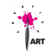 the word art is written in black and pink ink on a white background with a paintbrush