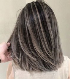 Ash Gray Hair Color, Black Hair Balayage, Korean Hair Color, Ash Hair Color, Blending Gray Hair, Haircuts For Medium Hair, Haircuts Straight Hair