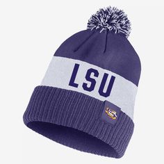 Top off your game-day look with this LSU beanie. Made with soft acrylic that's both stretchy and comfortable, it helps keep you feeling extra cozy as you rep the Tigers. One Size Fits Most Beanie For Sports Events, One Size Fits Most Sports Beanie, Sports Beanie Cap One Size Fits Most, Casual Winter Beanie For Fan Gear, One Size Beanie For Sports Events, Sports Beanie One Size Fits Most, Sporty Beanie For Cold Weather, Sports Beanie Cap, Nike Winter Beanie Hat