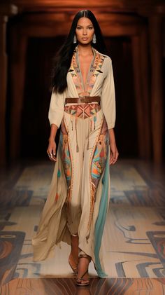 American Indian Wedding Dress, Native Inspired Fashion, Native Inspired Outfits, Eclectic Fashion Style Bohemian, Native American Outfit Women, Native American Fashion 70s, Indigenous Fashion, Indian Inspired Fashion Runway