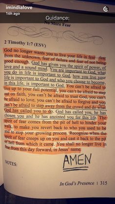 an open book with writing on it and the word amen written in orange ink