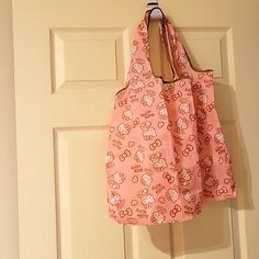 Nwot Hello Kitty Reusable Tote Free Hello Kitty Gift Cheap Shopping Shoulder Bag With Hello Kitty Print, Cheap Hello Kitty Tote Bag, Hello Kitty Bags, Hello Kitty Gifts, Hello Kitty Pink, Pink Brown, Cat Gifts, Bago, Womens Tote Bags