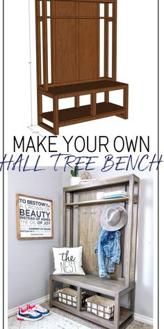 an image of a bench with the words make your own all - tree bench on it