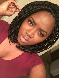 Bob Hairstyles Braids, Box Braids Ideas, Burgundy Box Braids, Box Braids Updo, Braids Inspiration