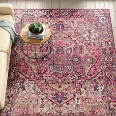 Mistana™ Albertson Machine Woven Oriental Area Rug & Reviews | Wayfair Persian Rug Bedroom, Pink Persian Rug, Burgundy Living Room, Girly Decor, Colorful Area Rug, Burgundy Rugs, Beige And Blue, Decor 2024, Blue Highlights