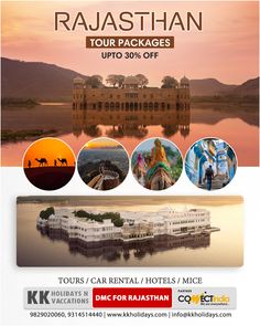 an advertisement for a tour package in india with images of the palace and other places