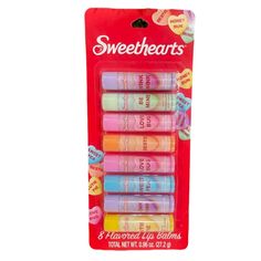 Sealed New Sweethearts Spangler Candy Co/Taste Beauty 8pc Flavored Lip Balms In Cherry, Lemon-Lime, Orange, Banana, Blueberry, And Grape. Cruelty Free Obviously This Item Does Not Have "Tags" But It Is Sealed Candy Flavors, Themed Makeup, Cute Nail Polish, Color Lip Balm, Flavored Lip Gloss, Lip Balm Set, Flavored Lip Balm, Banana Blueberry, Holiday Stocking