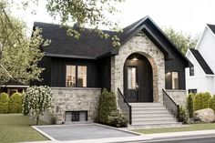 this is a computer rendering of the front of a house with stairs leading up to it