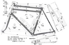 a blueprint drawing of a bicycle frame