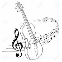 a violin and music notes on a white background stock photo - 557982