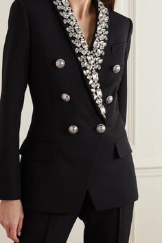 Wedding Party Attire, Balmain Clothing, Rhinestone Collar, Designer Suit, Blazer Jackets For Women, Party Attire, Nice Clothes, Woman Suit Fashion, Ropa Diy