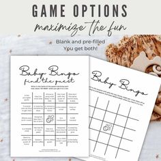 two printable game options for making the fun blank and pre - filled you get both