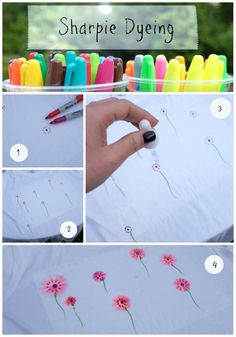 the instructions for how to make sharpie dyeing pens are shown in this image